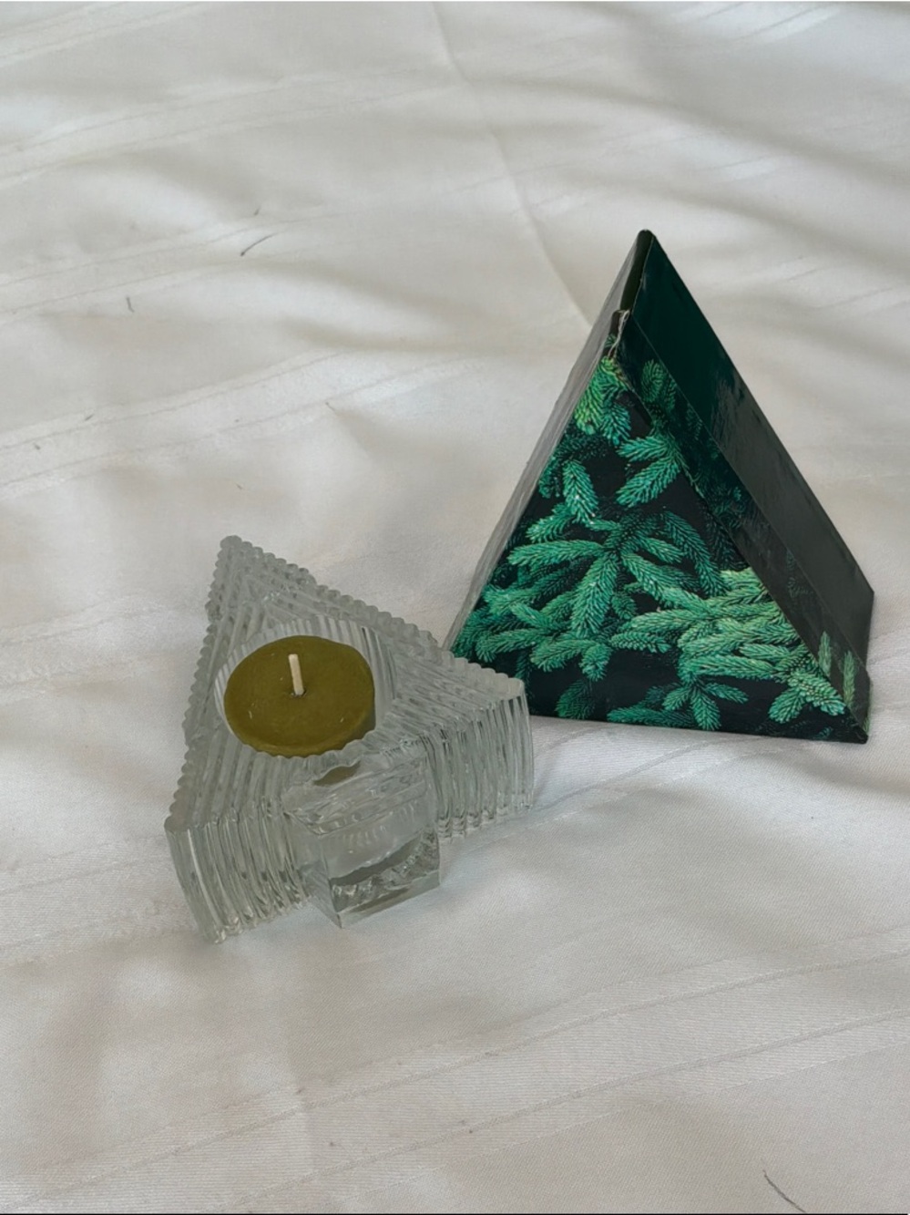 Green Pine Pyramid Decorative Accent Candle Holder vintage